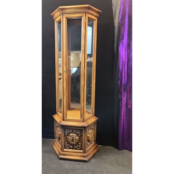 Illuminated Corner Curio Cabinet - 69'h x 20'w x 10'd - Tested