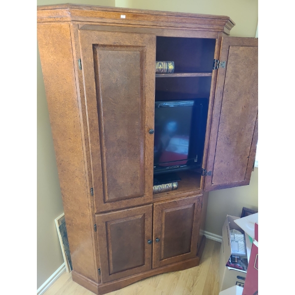 Wooden TV Cabinet (Contents not Included 72"T, 49"W, 25"D, Currently Used for 32"TV Set)
