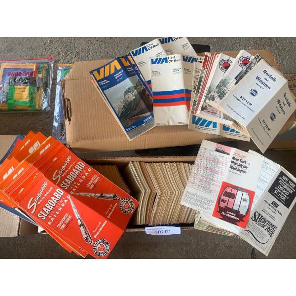 Huge Asst Railway Time Tables incl CN & CP Rail, N Pacific, Norfork & Western, Seaboard, NY Penn etc