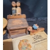 Image 3 : Anri Music Box 5" Diameter, 9 T, Notebox 4 W, 4 D, 6 T, Wooden Spoons, Signs 7 X 5  and More!