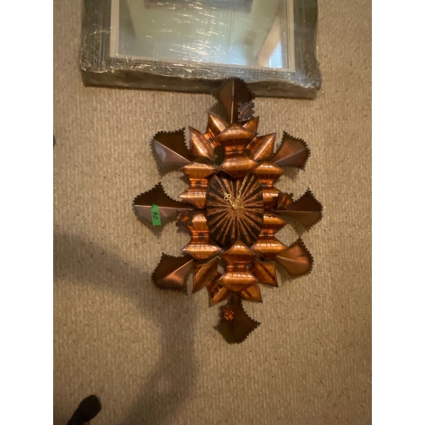 Large Ornate Mirror 31x55, Copper Clock 25Hx35W