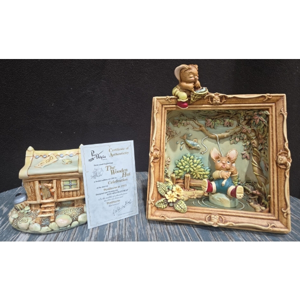 Pendelfin "The Wooden Hut" & 3D Pendelfin Scene 11"T