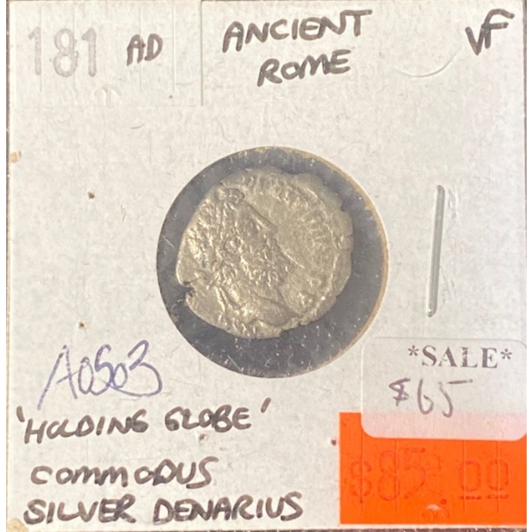 181 AD Emperor Commodus Silver Roman Denarius 