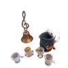 Image 3 : Decorative Tins, Brass Bell, Ceramic Cup with Octopus Handles and Four Glass Bird-Shaped Dn