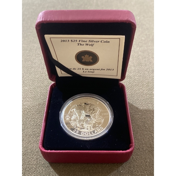 2013 Canada $25 Fine Silver 'The Wolf' Coin in Case with COA