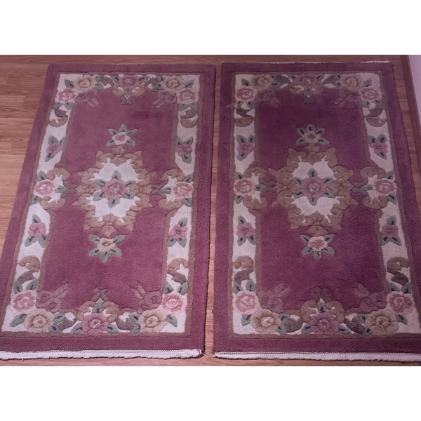 Two Handmade Floral Rugs, 27 x 54 Inches, Made in China