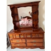 Image 1 : Lovely Cherry Wooden Dresser w/ Mirror, Contents NOT Included -  57W, 18D, 73T 
