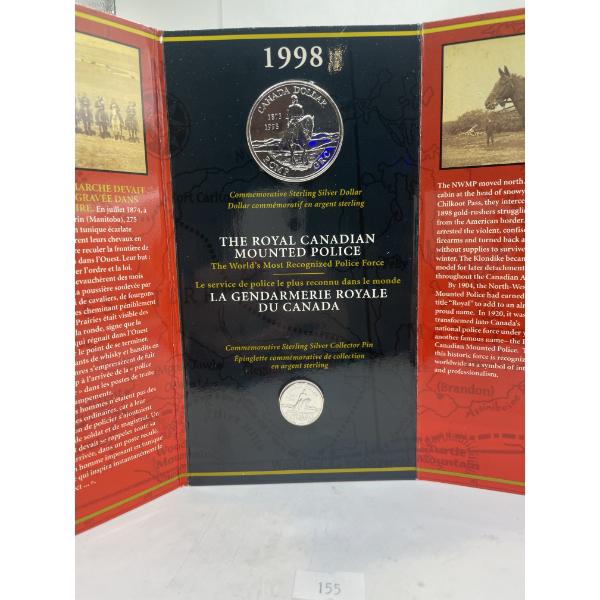1998 Royal Canadian Mounted Police Silver Dollar w/ 10 Cent Pin