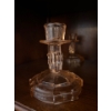 Image 2 : Uranium glass pink candleholders 4.5” tall 