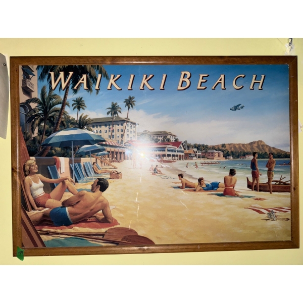 Waikiki Beach Framed Poster 39"x28", Couture Picture 15"x17"