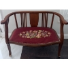 Image 1 : Wood Settee with Floral Needlepoint Seat