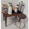 Image 1 : Table 29 W,18 D, 21 T, Stool, Cast Iron Pans, Coffee Urn, Knife Sharpener, Hand Mixer and More!