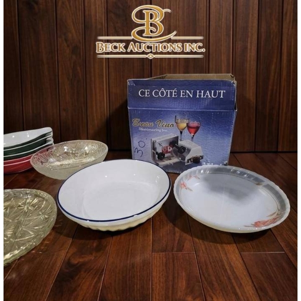 Glass and Ceramic Dishware Including Serving Plates and Bowls