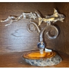 Image 2 : Glass Shark and Scuba Diver on Wooden Base 7 W, 6 T