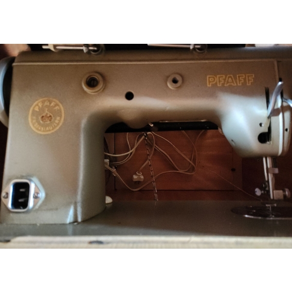 - Vintage Pfaff Model 230 Sewing Machine and Wooden Cabinet 32 W, 18.5 D, 30 T 