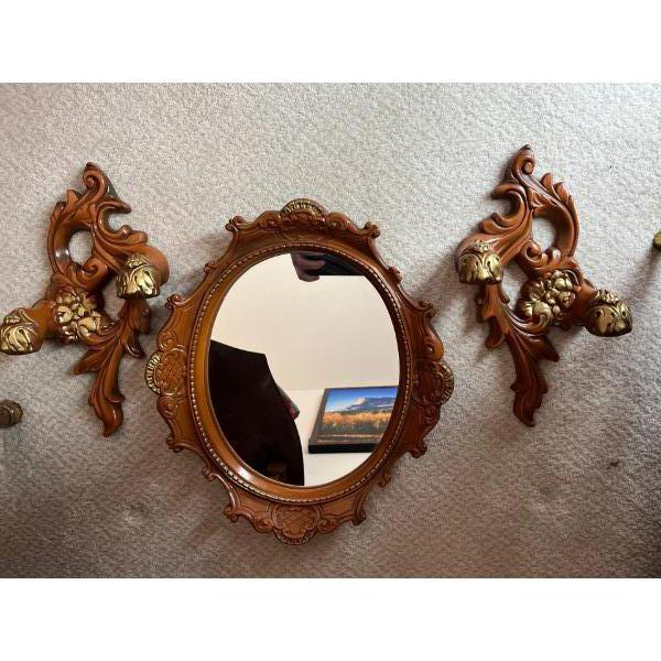 vintage candle holders and mirror