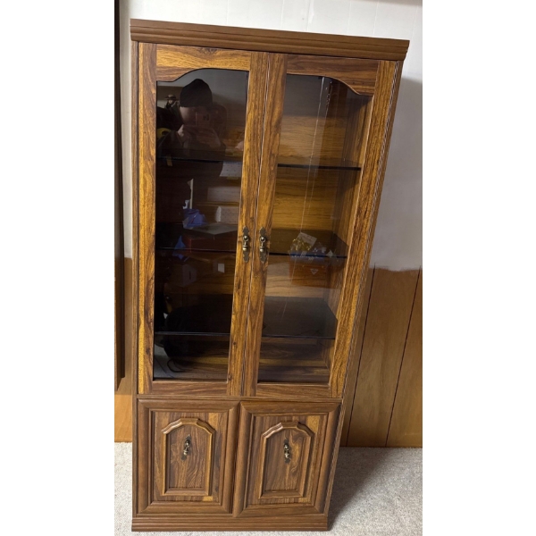 Wood & Glass Display Cabinet - 30W, 15D, 71T 
