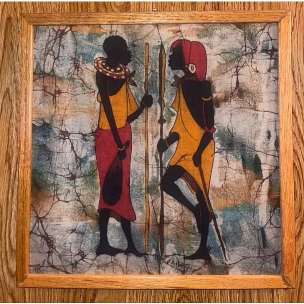 African Tribal Textile/Fabric Wall Decor Art  Ethnic Wax Cloth  16"x18":tall