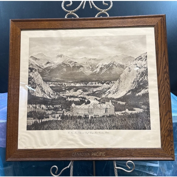 Canadian Pacific Railway The Bow River Valley and Banff Springs Hotel, Canadian Rockies 34.5Wx30.5H