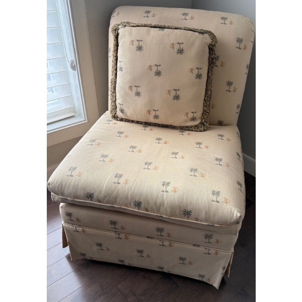 Upholstered Armless Slipper Accent Chair w/Tropical Pattern 29x34x36"tall