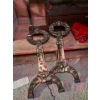 Image 5 :  two vintage gun racks, a set of brass holders for fire place screen  and plastic horse pulling wago