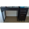 Image 1 : Small Black Desk w/Black Wood Filing Cabinet on Wheels  29"w x 20"d x30" tall