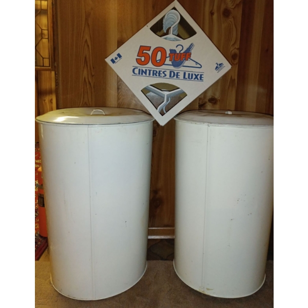 Two Large Laundry Pails & Brand New Box of Hangers