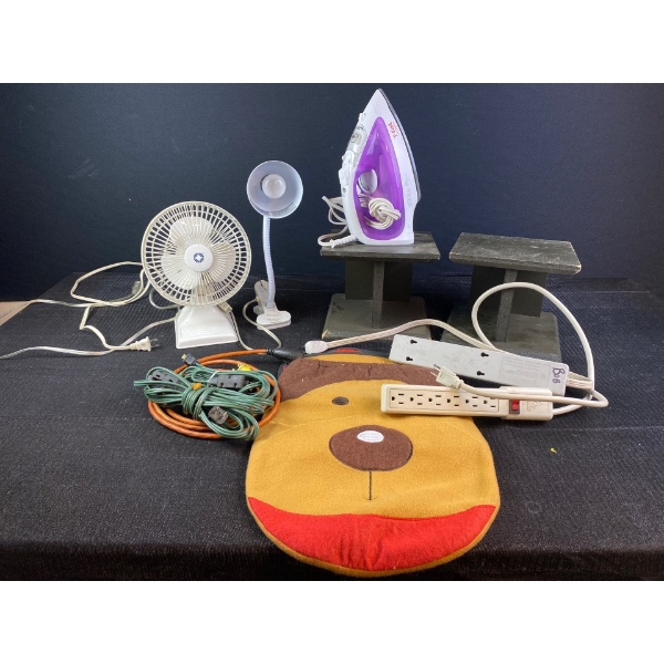 Small Fan, Small Lamp, Extension Cords, Iron and More 