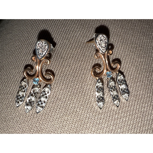 14K Stamped Rose Gold Earrings (5.05g), One Stone Missing See Photos, 925 Stamped Backings 