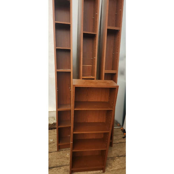 4 Brown Wood Laminate Bookcases
