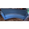 Image 6 : Curved Blue Upholstered Sofa with Tapered Wooden Legs