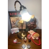Image 1 : Fogged Glass Lily Table Lamp 16T w/ A Travellors Keepsakes/ Souveniers 