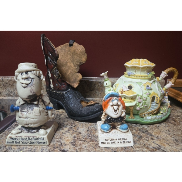 Wine Bottle Shoe Holder Plus Various Decor 