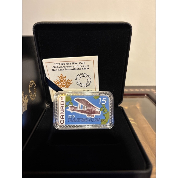 2019 $20 100th Anniversary of the First Non-Stop Transatlantic Flight - Pure Silver Coin