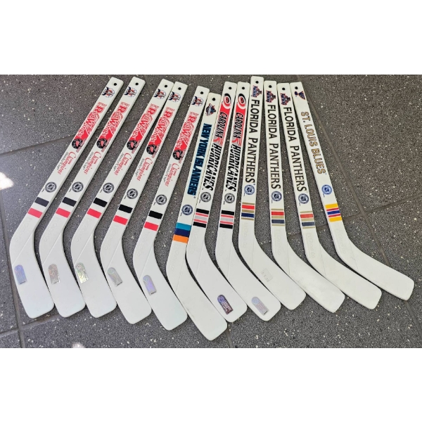 12 NHL Mini Hockey Sticks