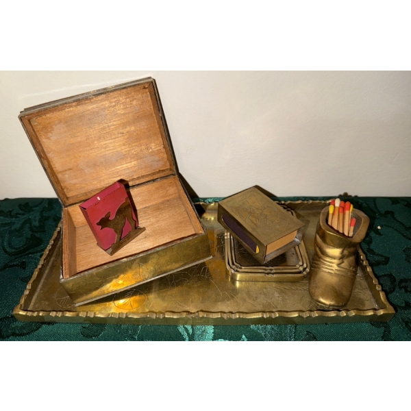 Collection Of Brass Items-Trinket Box, Trays, Matchbox & More