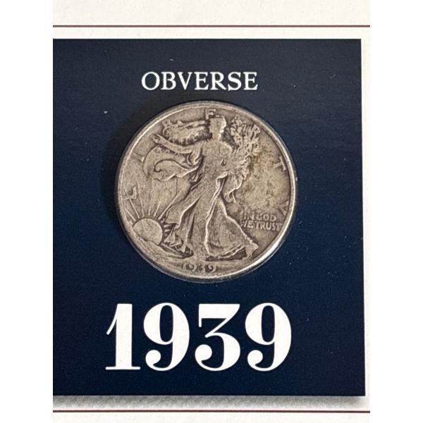 1939 US Silver Half Dollar Coin As noted, the coin’s metal composition is 80% silver 