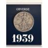 1939 US Silver Half Dollar Coin As noted, the coin’s metal composition is 80% silver 