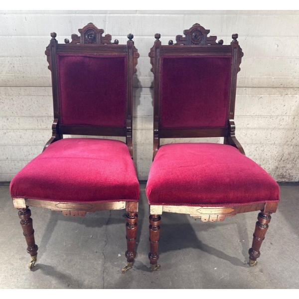 Antique Eastbrooke Crushed Velvet Parlor Side Chairs (2) 16x18x28