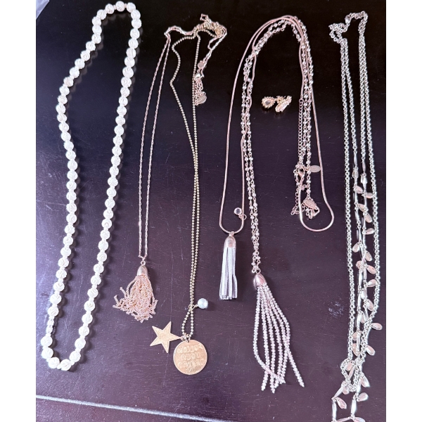 Costume Jewelry Set Featuring Necklaces and Earrings