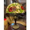 Image 1 : Vintage Tiffany Style Stained Glass Lamp with Metal. Base 23” Height