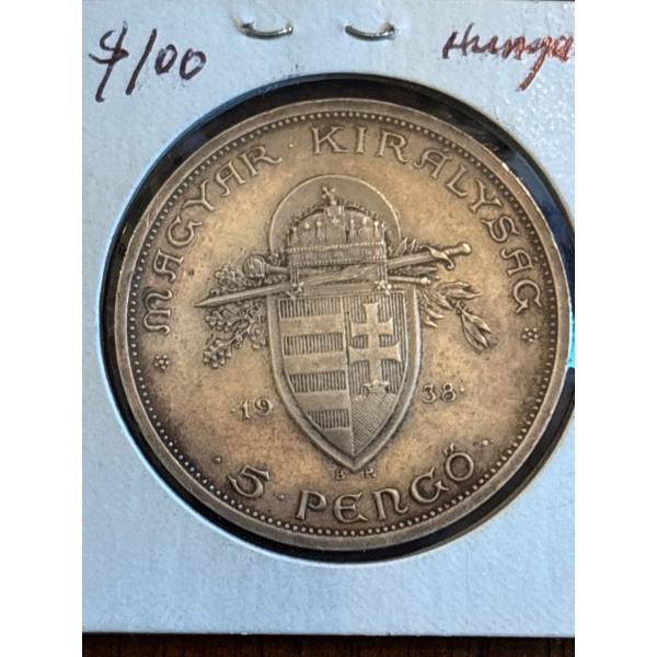 1938 Hungary Silver piece .640 oz