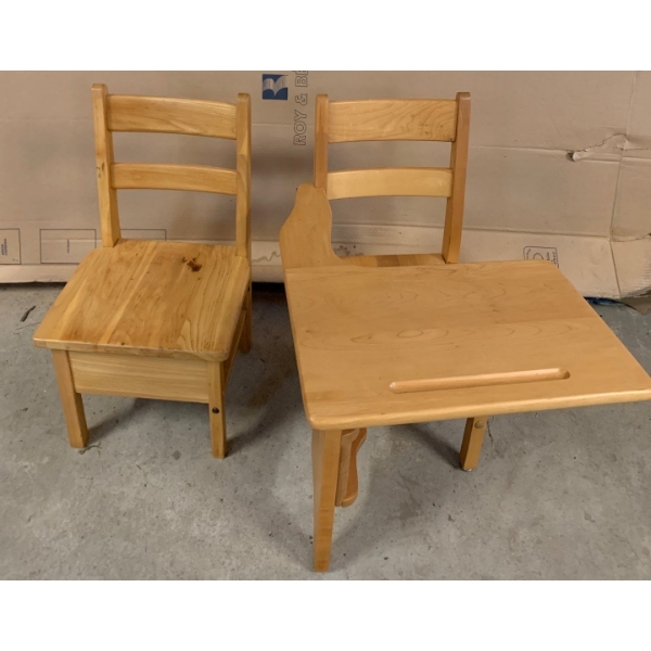 Lovely Wooden Students Desk (28L, 28T) w/ Matching Single Chair 