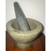 Image 2 : 'Molcajete' Granite Mortar & Pestle w/ Studio Pottery Abstract Leaf Glazed Dish