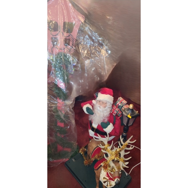 Wooden Candle w/ Holiday Lights 11 W, 7 D, 48 T  and Animated Santa and Reindeer 18 W, 13 D, 26 T 