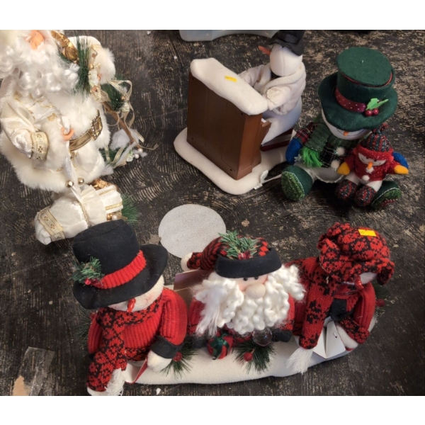 Holiday Decor Incl. Santa, Snowmen, Bows and Much More w/ Storage & Crafting Bin 