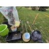 Image 1 : Assorted gardening tools, buckets and silk tree