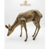 Image 1 : 9-Inch Brass Deer Figurine Grazing in Realistic Pose