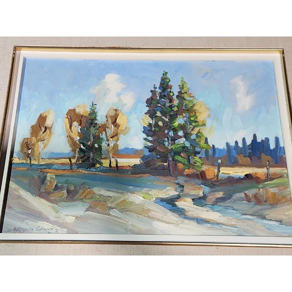 "Moonlit Harbor" & "Looking into the City"  Signed Paintings. 