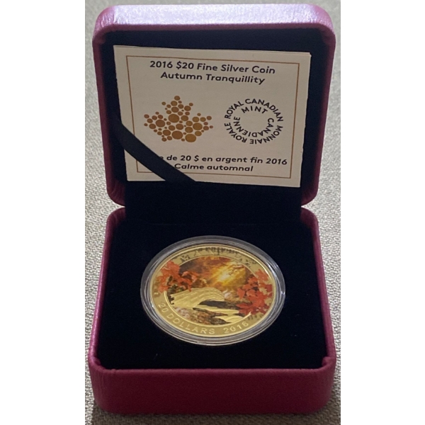 2016 $20 Autumn Tranquillity Fine Silver Coin 31.39 Grams